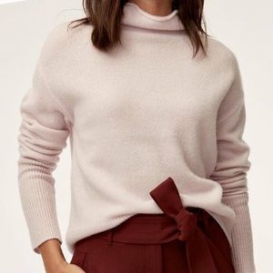 WILFRED CYPRIE CASHMERE MOCK NECK SOFT PINK SWEATER